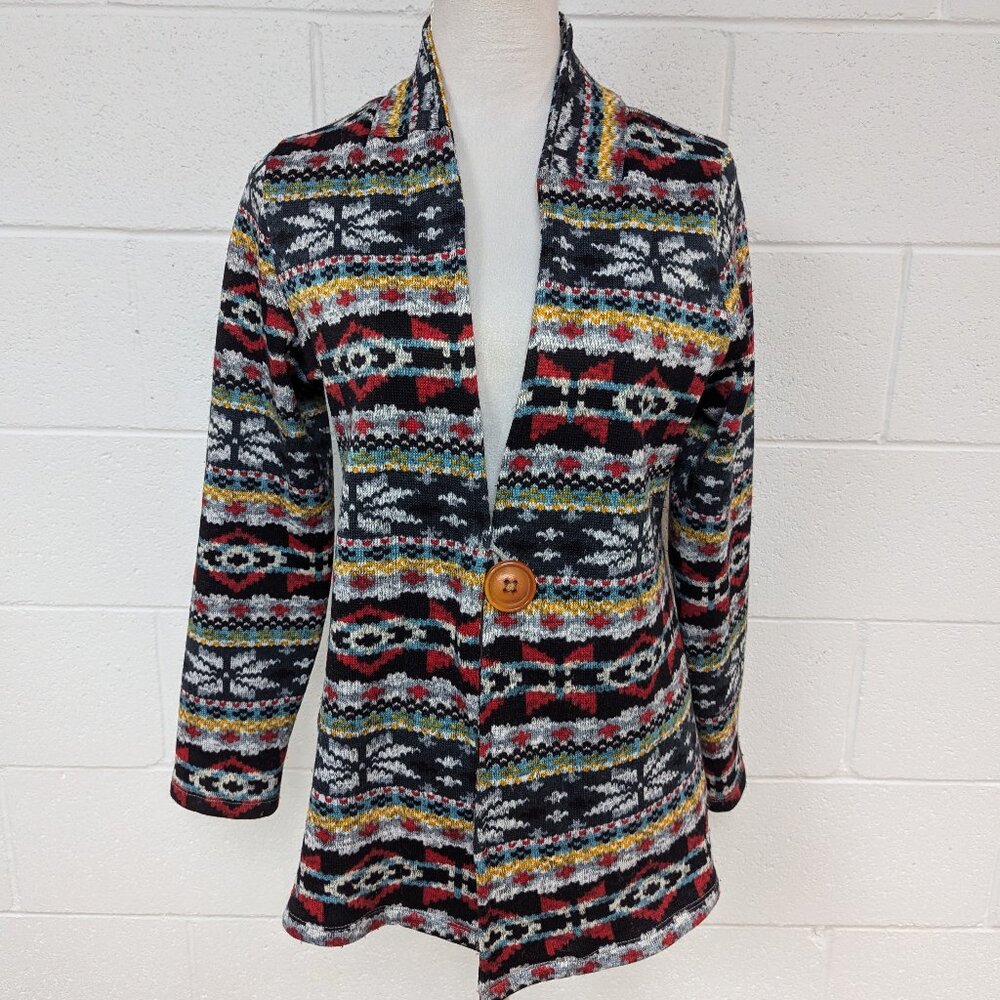 NWOT One World Single Button Open Sweater, Large